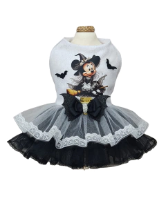 Vestido Halloween Bruxinha Branco e Preto para cachorro e gato - loja online