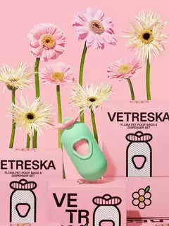 Imagem do Dispenser Cata Caca Flora VETRESKA (Kit 1 Dispenser + 1 Rolo)