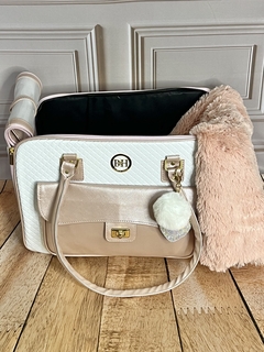 Bolsa de Transporte e Passeio Off White e Rose Para Cachorro e Gato - comprar online