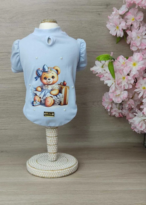 Baby Look Vintage Azul Bebê para cachorro e gato