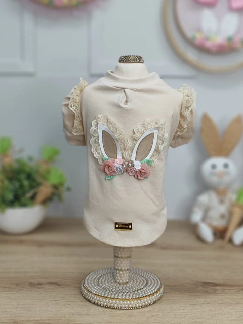 Baby Look Camel Páscoa Coelha para cachorro e gato