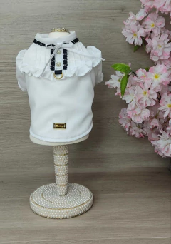 Blusa Renda Coração Branca para cachorro e gato