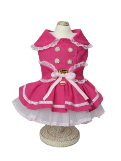 Vestido Veludo Cotelê Pink para cachorro e gato na internet