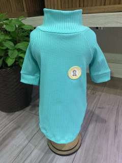 Camiseta Canelada Verde Tiffany para cachorro e gato