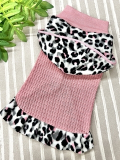 Vestido de Tricô Tigresa Rosa Bebê para cachorro e gato