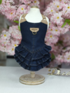 Vestido Jeans Babados para cachorro e gato