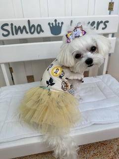 Regatinha Bela Amarela Bebê com Tutu para cachorro e gato