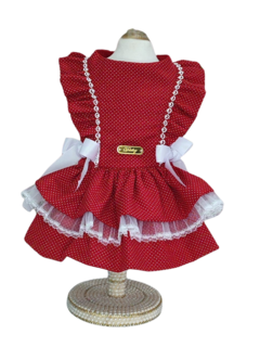 Vestido Doce Infância Poá Vermelho para cachorro e gato