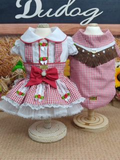 Vestido Junino Fazendeira Xadrez Vermelho para cachorro e gato na internet