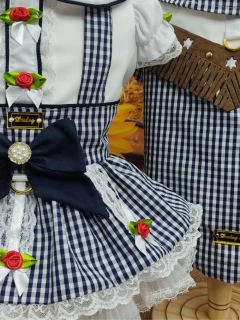 Vestido Junino Fazendeira Xadrez Azul para cachorro e gato - Estilo de Vida Pet