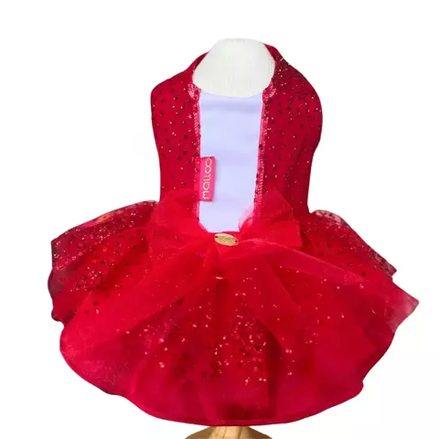 Vestido Anelise Natal Vermelho para cachorro e gato
