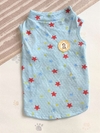 Camiseta Regatinha Azul Estrelas para cachorro e gato