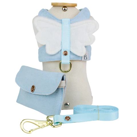Peitoral Anjinho Azul com Bolsinha para cachorro
