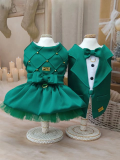 Vestido Natal Encanto Nervuras Verde para cachorro e gato - comprar online
