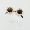 Óculos de Sol Redondo Com Strass Branco para cachorro e gato