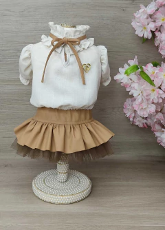 Saia Love Couro PU Caramelo para cachorro e gato - comprar online