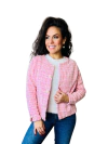 Casaqueto Tweed Rosas Chicletes Malloo Adulta (Tal Mãe)