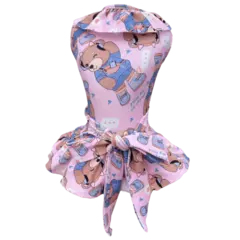 Vestido Laço Ursinho Rosa Bebê para cachorro e gato - Estilo de Vida Pet