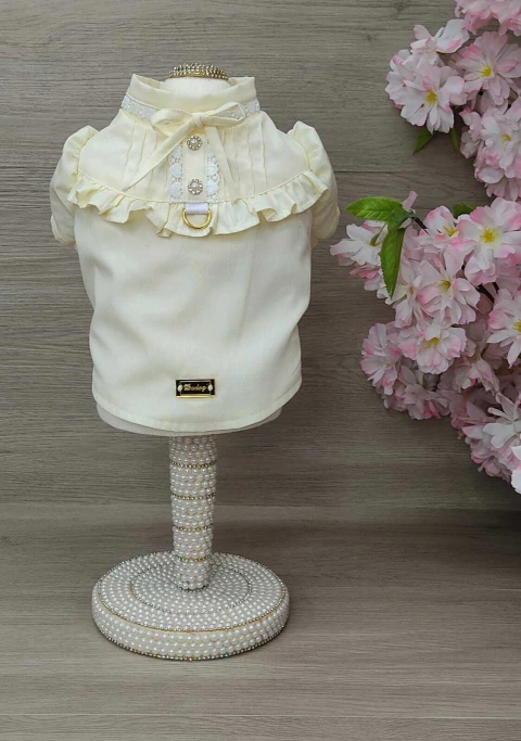 Blusa Renda Coração Amarela para cachorro e gato