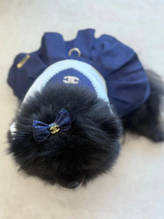 Vestido Branco e Azul Inspiração para cachorro e gato na internet