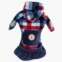 Moletom Esporte Xadrez Marinho Feminino para cachorro e gato - Estilo de Vida Pet