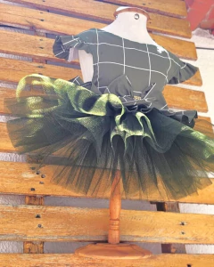 Vestido de Festa Grid Natal Verde para Cachorro e Gato