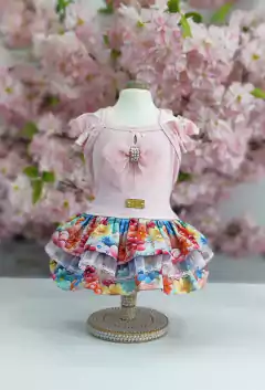 Vestido Ombro a Ombro Rosa para cachorro e gato
