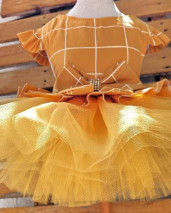 Vestido de Festa Grid Natal Mostarda para Cachorro e Gato - loja online