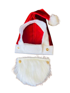 Gorro Touca de Papai Noel com Barba para cachorro e gato