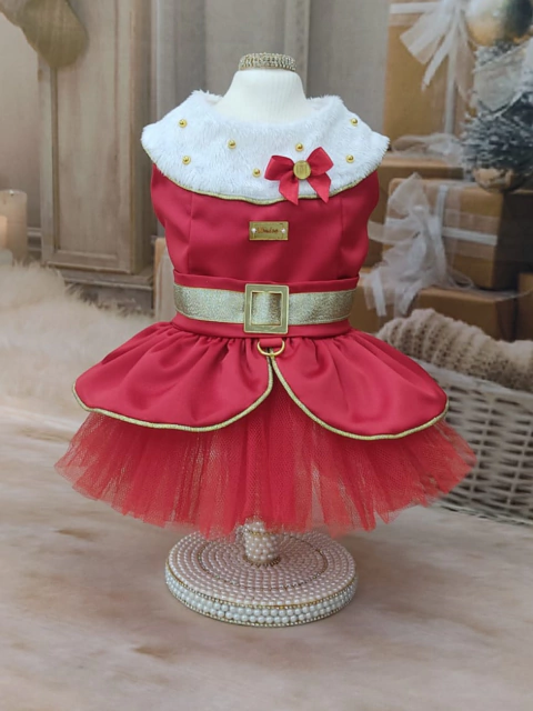 Vestido Natal Encanto Noela Vermelho para cachorro e gato