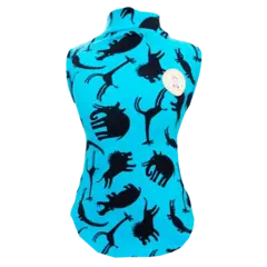 Camiseta Regata Bichos Azul com Proteção UV para cachorro