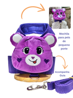 Peitoral Mochila Ursinhos Amorosos Roxo para cachorro e gato na internet