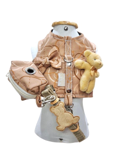 Peitoral Ursinho Willy Caramelo para cachorro e gato - Estilo de Vida Pet