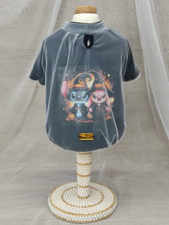 Camiseta Halloween Stitch Preta para cachorro e gato