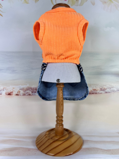 Vestido Mini Saia Jeans Laranja Neon para cachorro e gato na internet