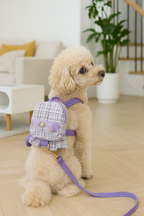 Peitoral Mochila Tweed Lilás para cachorro e gato - comprar online