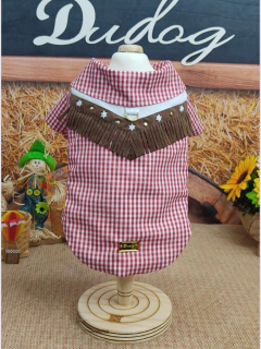 Camisa Junina Fazendeiro Xadrez Vermelho para cachorro e gato