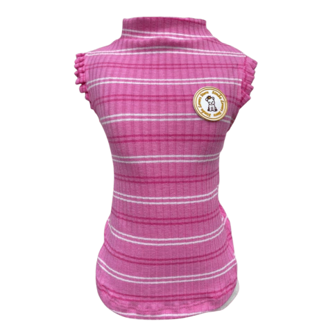 Camiseta Regatinha Listrada Rosa para cachorro e gato