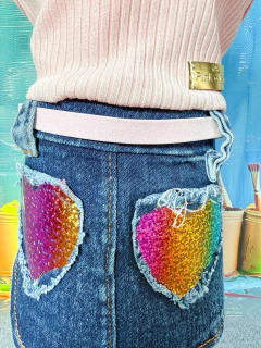 Vestido Mini Saia Jeans Rainbow para cachorro e gato - comprar online