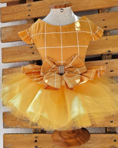 Vestido de Festa Grid Natal Mostarda para Cachorro e Gato na internet