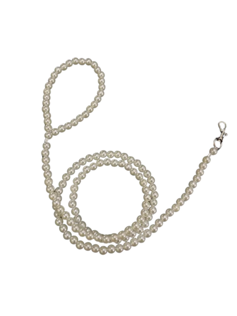 Guia em Pérolas Brancas Lisas para cachorro