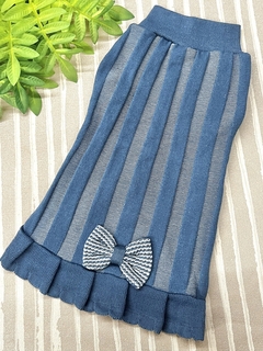 Vestido de Tricô Belinha Azul Jeans para cachorro e gato