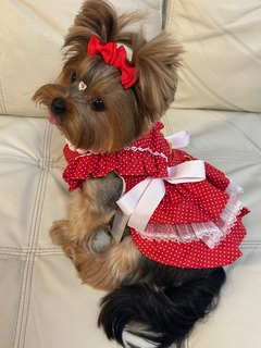 Vestido Doce Infância Poá Vermelho para cachorro e gato - comprar online