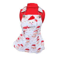 Jardineira Papai Noel Vermelha Masc para cachorro e gato