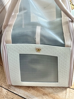 Bolsa de Transporte e Passeio Off White e Rose Para Cachorro e Gato - Estilo de Vida Pet