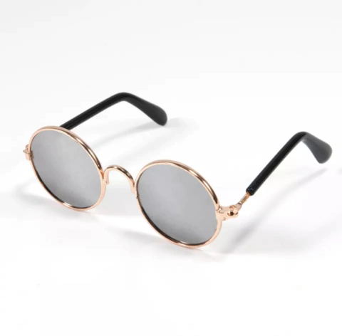 Óculos de Sol Vintage Cinza Espelhado para cachorro e gato