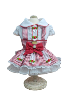 Vestido Junino Fazendeira Xadrez Vermelho para cachorro e gato - loja online