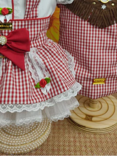 Camisa Junina Fazendeiro Xadrez Vermelho para cachorro e gato - Estilo de Vida Pet