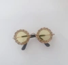 Óculos de Sol Redondo Com Strass Amarelo para cachorro e gato
