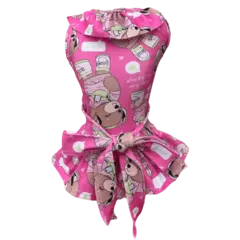 Vestido Laço Ursinho Pink para cachorro e gato - Estilo de Vida Pet